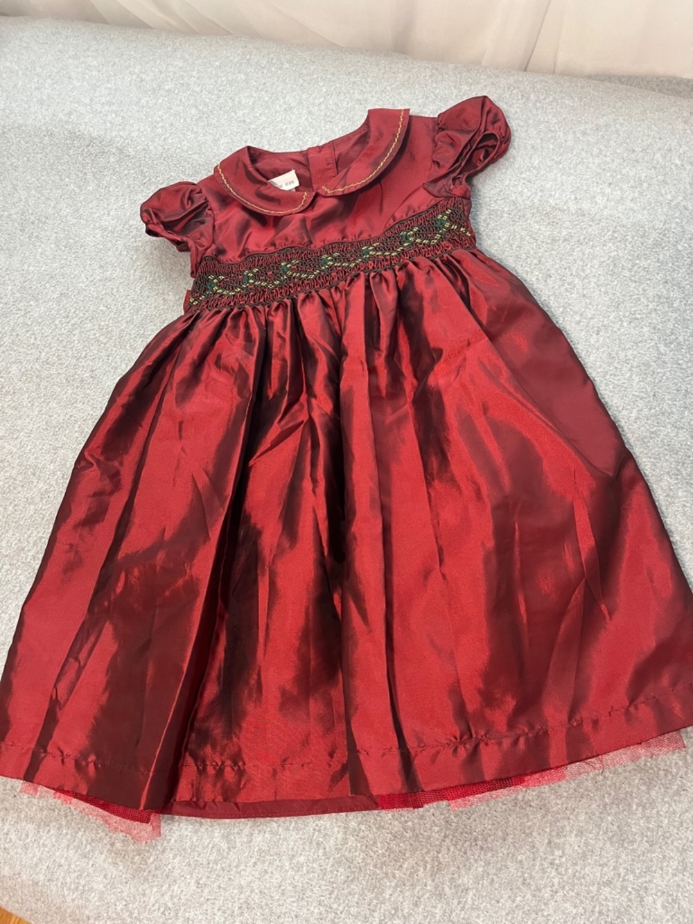 Vintage Red Puff Sleeve Dress Size 6 Formal Peter Pan Collar Holiday Dressy
